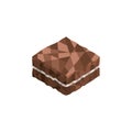 Isolated colored low poly chocolate brownie candy icon Vector