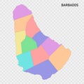 Isolated colored map of Barbados with borders