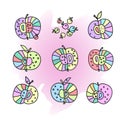 Isolated colored mosaic pattern from groups of apples .