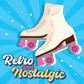 Isolated colored pair of skates Retro and nostalgic Vector