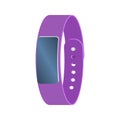 Isolated colored purple smart fitness bracelet on white background. Flat design icon.