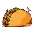 Isolated colored retro taco sketch image Vector Royalty Free Stock Photo