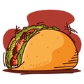 Isolated colored retro taco sketch image Vector Royalty Free Stock Photo