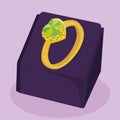 Isolated colored ring icon with gemstone on present box Vector Royalty Free Stock Photo