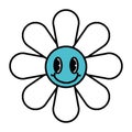 Isolated colored 60s groovy happy flower emote graffiti Vector Royalty Free Stock Photo