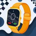 Isolated colored smartwatch with touchscreen Vector