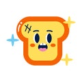Isolated colored surprised slice of bread emote Vector