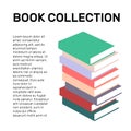 Isolated colorful books collection vector logo. School logotype.