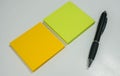 Isolated sticky note with pen for business message in office