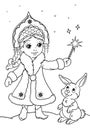 Snowmaiden fairy coloring book illustration