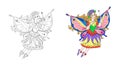 Isolated coloring book spread pages with fairy princess Royalty Free Stock Photo