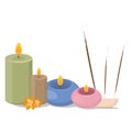 Isolated colors candles spa vector illustration