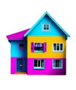 Isolated colourful wall painted house illustration