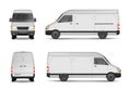 Isolated commercial delivery vehicle set. White van vector template for car branding and advertising. Mini bus from side Royalty Free Stock Photo