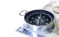 Isolated compass and euro Royalty Free Stock Photo