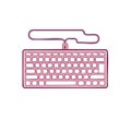 Isolated Computer Keyboard with Cable in Pink Color, Doodle Style, Vector Graphic Illustration Royalty Free Stock Photo