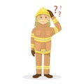 Isolated confused fireman.