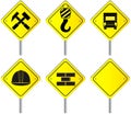 Isolated construction sign for road