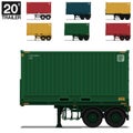 Isolated container 20 Ft on trailer on transparent background Royalty Free Stock Photo