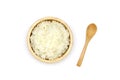 Isolated Cooked Jasmine rice in the wooden bowl on white background Royalty Free Stock Photo