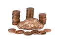 Isolated Copper Nugget and Pennies Royalty Free Stock Photo