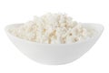 Isolated cottage cheese in a white bowl