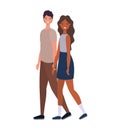 Isolated couple of black woman and man avatars cartoons vector design