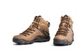 Isolated, Couple brown men`s hiking shoes. Royalty Free Stock Photo