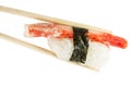 Isolated crab kani sushi nigiri