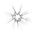 Isolated cracked glass hole isolated vector illustration