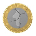 Isolated cracked one coin concept