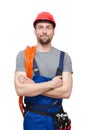 isolated craftsman construction worker assembler workmen - friendly worker in working clothes on white background