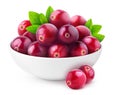 Isolated cranberries in a bowl