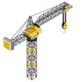 Isolated crane construction isometric back view