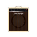Isolated cream electric guitar amplifier, cabinet equipment for musician flat logo or icon style, print for tee-shirt and graphic Royalty Free Stock Photo