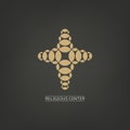 Isolated cross logo with golden elements. Religion or medicine concept logotype.