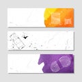 Isolated crumpled paper banner for your design. Instruments and items for use in crafts and sewing. Vector