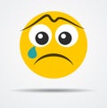 Isolated Crying emoji in a flat design.