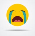 Isolated Crying emoticon in a flat design.