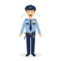 Isolated crying policeman.