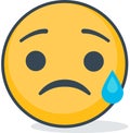 Isolated crying sad emoticon. Isolated emoticon.