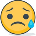 Isolated crying sad emoticon. Isolated emoticon