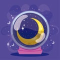 Isolated crystal ball with a moon symbol Vector