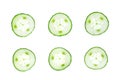 Isolated cucumber slices set Royalty Free Stock Photo