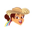 Isolated cumbia dancer face Colombian culture Vector