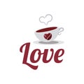 Isolated cup of hot coffee Valentine day icon Vector