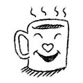 Isolated Cup of hot smile coffee, cartoon illustration