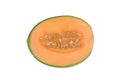 Isolated cut hybrid cantaloupe honeydew melon Royalty Free Stock Photo