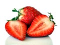 Isolated Cut Strawberries