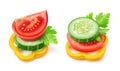 Isolated vegetable slices Royalty Free Stock Photo